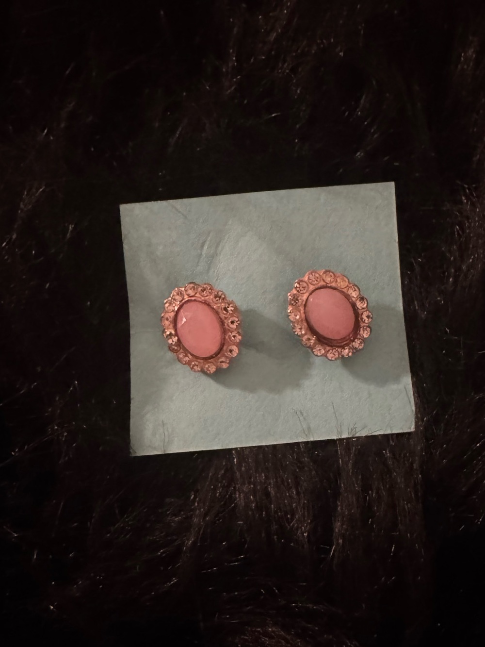 Pink Oval Crystal Halo Stud Earrings for Women